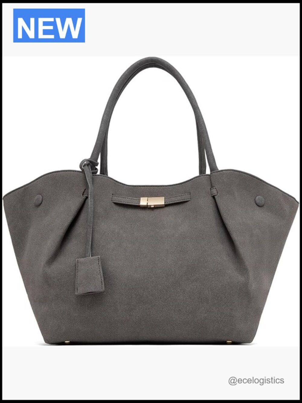 Large Leather Tote Bag with Detachable Charm & Adjustable Strap Satchel Purse